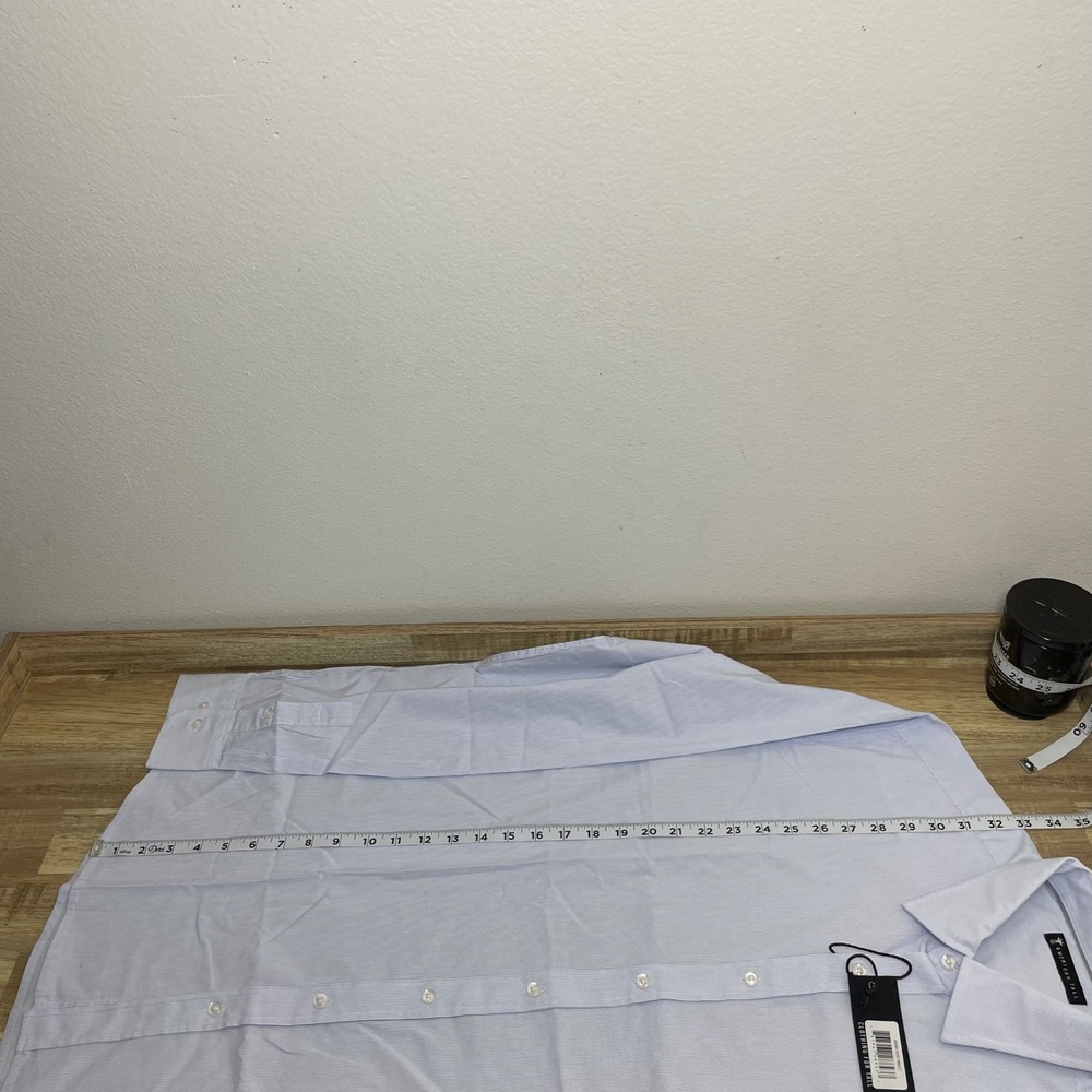 American Tall Mens Blue White Micro Stripe Dress Shirt Large Tall New With Tags - Picture 8 of 9